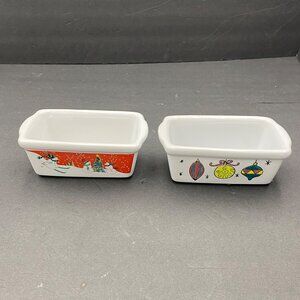 Christmas Loaf Pans Garden Ridge Mini Ceramic Snowman lot of 2‎ VTG 6x3.5x3